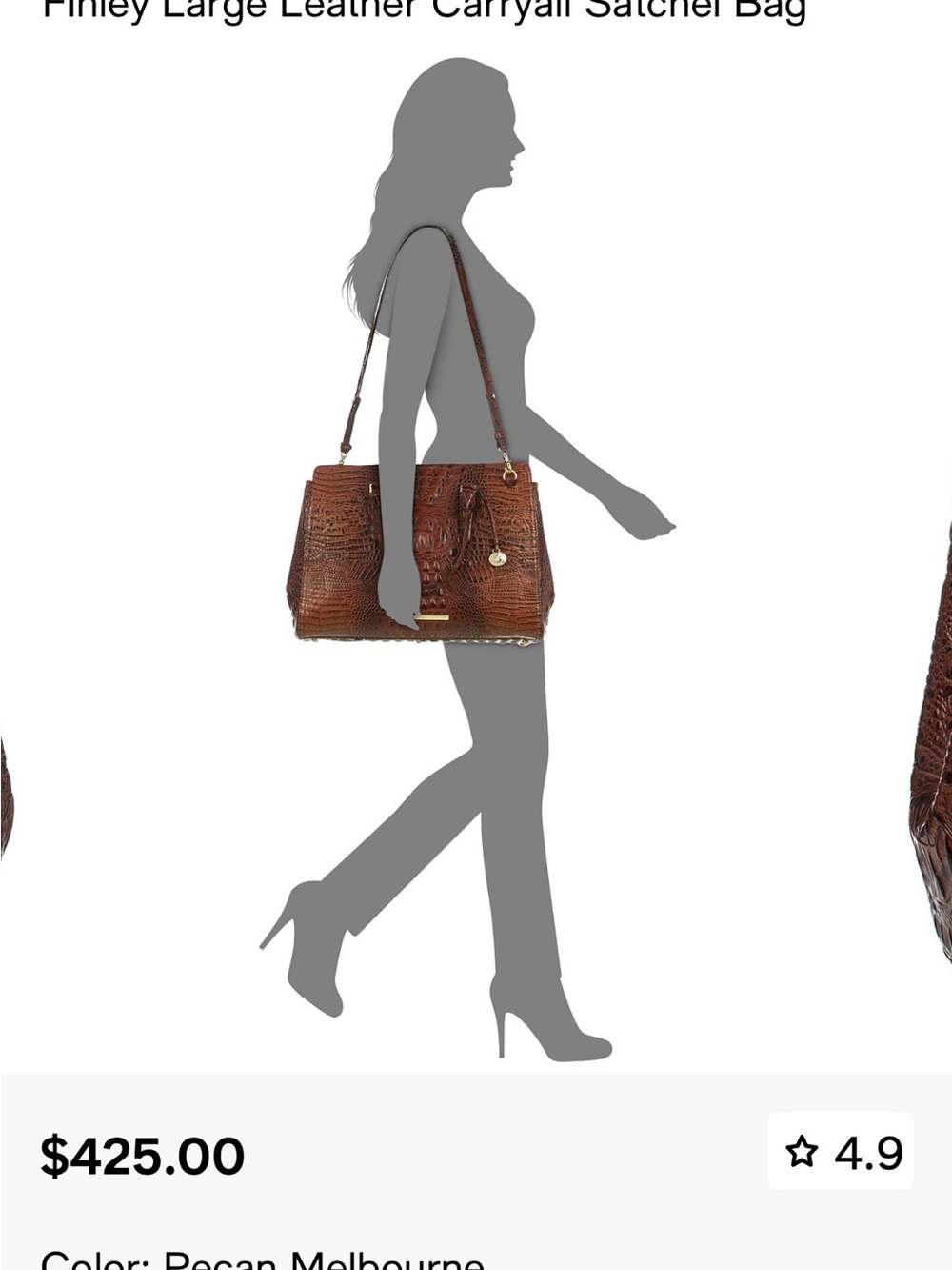Brahmin Pecan Croc-Embossed Satchel - Picture 2 of 8